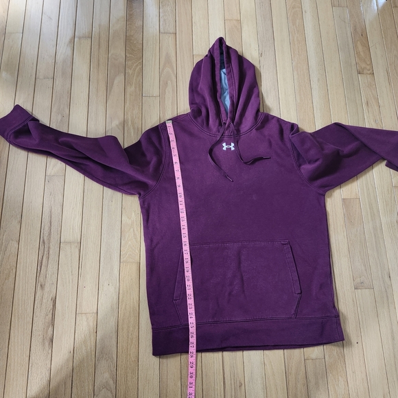 Under Armor Hoodie Men M Hustle Burgundy Fleece Pull Over Casual Warm Y2K Winter - Picture 7 of 16